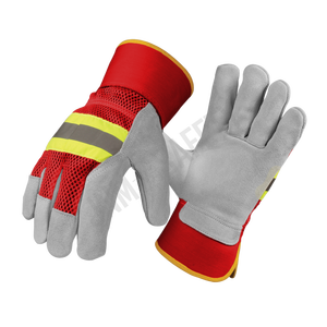 ถุงมือนิรภัยหนังวัวฟอกฝาด้านหลังแบบตาข่ายสำหรับป้องกันมืออุตสาหกรรม - Product Image 2