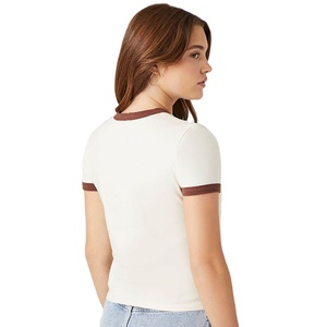 Camisetas de Moda al por Mayor OEM 2026, Camisetas de Verano para Mujer, 100% Algodón, Estilo Urbano, Corte Ajustado, Transpirables - Product Image 4
