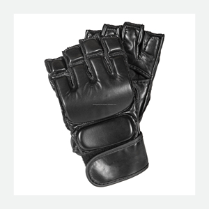 Custom Logo Leather MMA Boxing Gloves Breathable Durable Non-Slip Adjustable Strap Lightweight Fingerless Training Gloves - Product Image 3