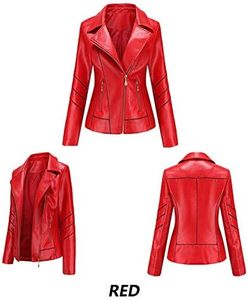 Veste courte de motard pour femme, légère, en simili cuir, matelassée, en lin de soie, rembourrage en coton, peau de mouton, teinte unie - Product Image 2