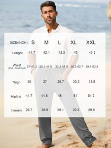 Pantalones de lona tejidos para hombre, pantalones de lino para hombre, pantalones de Yoga elásticos informales para playa de verano 2025, pijama holgado de viaje - Product Image 5