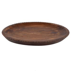 Antique Design Polished American Style Mango Wood Oval <b>Serving</b> Tray Plate <b>Dish</b> IHA Brand Model IHAT310 for Kitchen Catering - Product Image 1