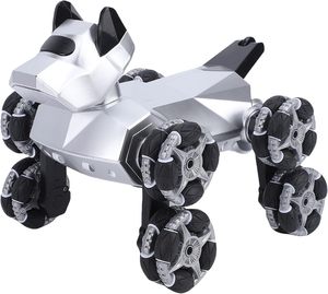 Robot chien télécommandé 2,4 GHz, électrique, en plastique ABS, roues Mecanum, voiture de cascades, détection de geste, musique, lumière, pour enfants de 8 à 13 ans - Product Image 1