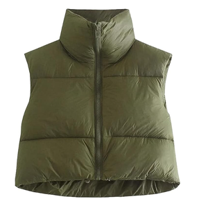 Vente en gros de gilet bouffant court avec logo personnalisé pour femmes, vêtements d'extérieur chauds, manteau court, design décontracté sans manches, produit de divertissement sportif - Product Image 3