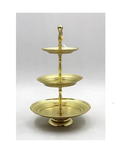 แท่นวางเค้กทองเหลืองพร้อมโชว์ทรงกลมทำจากทองเหลืองรูปทรงแบนเค้กแฟนซีสำหรับงานปาร์ตี้ขายดี - Product Image 5