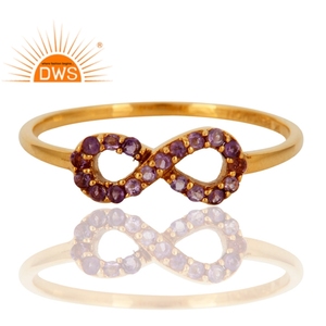 Anillo infinito de piedras preciosas de amatista natural chapada en oro de 18 quilates de plata esterlina más vendida, fabricante de joyería fina Demi - Product Image 2