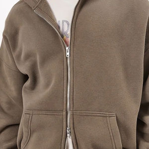 Sweat à capuche zippé personnalisé sweats en coton éponge française avec fermeture éclair complète pour hommes sweats à capuche teints unis d'automne délavés au soleil Vintage - Product Image 6