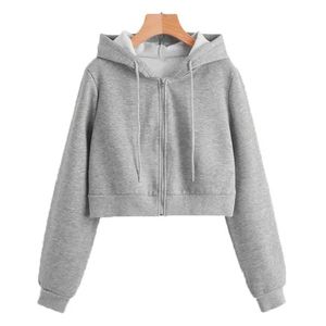 Ensemble de survêtement personnalisé pour femme, idéal pour la gym, le fitness, les activités sportives en extérieur, avec sweat à capuche, haut court et pantalon, en polaire pour l'hiver, écologique - Product Image 3