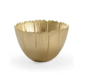 <b>Unique</b> Gold Tone Metal Serving Bowl with a Leaf Engraved Design and Premium Finished Chocolate Bowl Set of 2 - Product Image 5