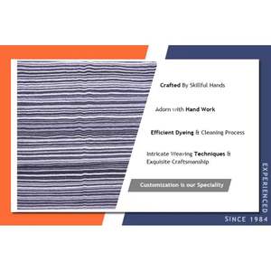 Vente exclusive sur des tapis en laine et en coton faits à la main avec broderie à rayures Motif abstrait de taille personnalisée - Product Image 6