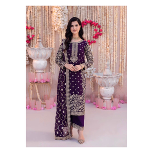 ชุดแต่งกายสำหรับปาร์ตี้ปากีสถานซาลวาร์ Kameez เสื้อพลาสโซพร้อมชุดปักลายแบบหนักมีสไตล์ - Product Image 1