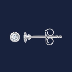 Boucles d'oreilles compactes à sertir avec diamants de taille moyenne, dotées de diamants ronds de laboratoire GH-SI 0,18 carat en or massif 14 carats, produit authentique - Product Image 1
