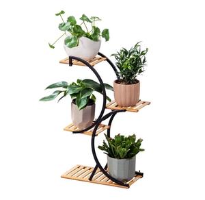 Support de fleur en métal de balcon en fer forgé d'approvisionnement d'usine support mural de fleur de pot de fleur suspendu avec support de rangement intérieur. - Product Image 5