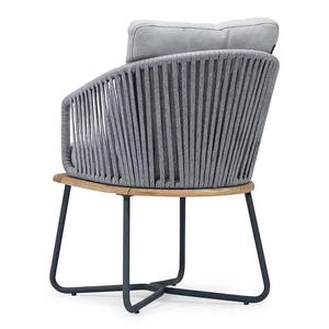 Chaise de salle à manger au design moderne avec cadre en aluminium Corde tissée et siège en bois Coussin en fer inclus - Product Image 6