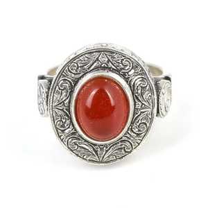 Bague pour homme en argent sterling 925 gravée à la main avec pierre d'agate |   Bijoux turcs faits à la main - Product Image 3