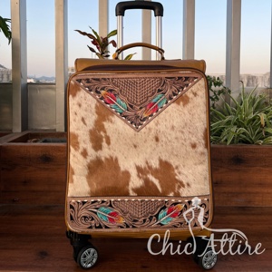 Gran oferta, bolsa de viaje de cuero con herramientas manuales para pelo Unisex en cuero de vaca genuino, equipaje de mano, Maleta de lujo duradera - Product Image 1