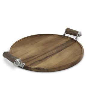 Plateau de service en métal, cuivre brillant et polonais avec forme ronde pour la maison et l'hôtel Plateaux de service pour aliments et boissons de table - Product Image 5