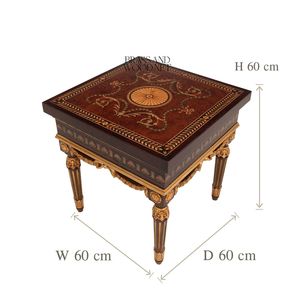 Table d'appoint carrée de luxe avec plateau en marbre beige et pieds cannelés sculptés à la main en or antique pour les salons classiques - Product Image 3