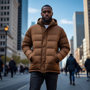 Chaqueta acolchada de alta calidad para hombre de invierno 2024, prendas de vestir informales con cuello levantado y cremallera con Abrigo acolchado de burbujas - Product Image 3