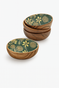 Cuenco de Acacia esmaltado con boceto botánico, vajilla de madera hecha a mano, Plato decorativo para hostware para eventos, buffet y regalos - Product Image 6