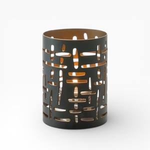 Antique Brown Metal Votives Candle Holder With Dense Micro Cutwork Pattern And Warm Gold Interior For Ambient Home Decor - Product Image 4