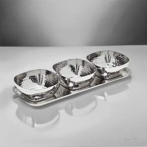 Bandeja de corte de acero inoxidable moderna Bandejas de plata Superficie martillada Artesanía Rectángulo y bandejas cuadradas - Product Image 5