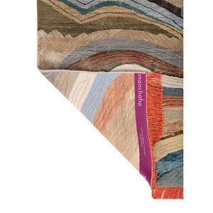 Alfombra Manchaha de Lana y Seda de Bambú Anudada a Mano, Color Marfil, 10 mm de Grosor, Diseño Abstracto para el Hogar, Pasillo, Rectangular - Modelo Les-2794 - Product Image 5