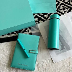 Leather Bound <b>Sewing</b> Binding Lined Notebook <b>Set</b> With Same Color Pen and Gift Box for Students - Product Image 3