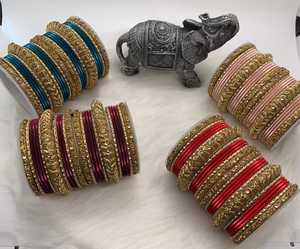 2026 Trendy Handmade Glass Bangle Set High Quality Indian Pakistani Wedding Party Wear for Women Featuring Pearl Stone - Product Image 5