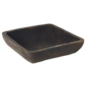 Black Polish Square Shaped Wooden Dough <b>Bowl</b> For Table Centerpiece, New Design Wooden Dough <b>Bowl</b> For Dry <b>Snacks</b>, Fruits, Bread - Product Image 1
