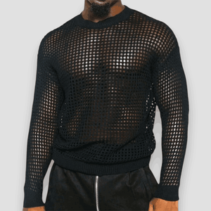 เสื้อตาข่ายคอวีคอวีตาข่ายเข้ารูปแบบร่วมสมัย - Product Image 3