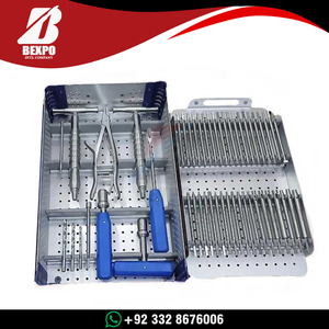 Kit d'instruments en acier pour l'extraction de vis cassées, pour procédures chirurgicales orthopédiques, fixation osseuse, utilisation avec implants, destiné aux animaux (y compris les chevaux) - Product Image 6