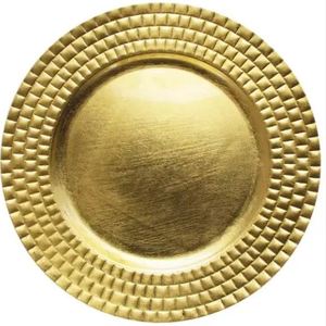 Plat de service décoratif en or de luxe, plat à points fins pour la vaisselle de mariage en vente, plateau en métal - Product Image 2