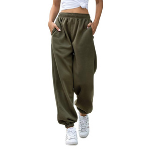 Pantalones Deportivos de Cintura Alta para Mujer, Estilo Jogger, Holgados, Casuales, de Pierna Ancha, con Cordón Elástico - Product Image 3
