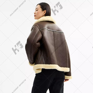 Chaqueta de Cuero de Oveja Marrón para Hombre, Chaqueta Bomber de Primavera, Impermeable, con Capucha y Cremallera - Product Image 2