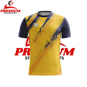 Maillot de football à la mode couleur jaune maillot de football design noir pour une utilisation en équipe - Product Image 1