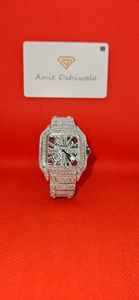 Luxe Hommes Rectangle Boîtier En Acier Inoxydable Mécanique ETA Bracelet Glacé Moissanite Brillant Diamant Cristal Cadran 10m D'eau - Product Image 5