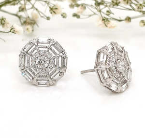 14K oro 1,06 Ct laboratorio cultivado diamante pendientes redondos Baguette pendientes laboratorio diamante pendiente para regalo para mujer - Product Image 6