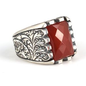 Handcrafted 925 Sterling Silver Rectangular Agate Stone Men's <b>Ring</b> for Hip Hop Style-Invisible Setting - Product Image 3