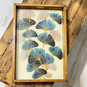 DECOR N UTILITY CRAFT Bandeja DE SERVICIO DE MADERA masiva hecha a mano Manijas de forma rectangular Logotipo personalizado Pintado marrón de alta calidad - Product Image 1