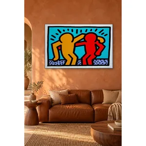 Fida Keith Haring Deux figures s'embrassant Impression sur toile - Product Image 5