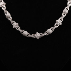 Cadena de Cuello Hip Hop Personalizada, Elaborada con Piedras de Imitación de Diamante Moissanite Reflectantes, Estilo Artístico Urbano - Product Image 1