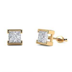 Boucles d'oreilles Eclipse Princess Cut Diamond avec diamant de laboratoire de 0,40 ct en platine pour anniversaire de mariage - Product Image 1