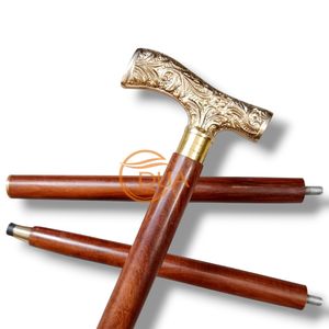 Premium Vintage Wooden Walking <b>Stick</b> with Ornate Brass Derby Handle and Rubber Tip for Stability Mobility Support for Hiking - Product Image 6