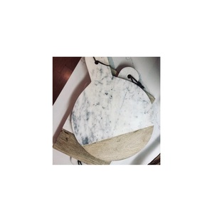 Tabla de queso de mármol de madera de Acacia de lujo real mejor pulido para uso en la cocina del hogar tabla de cortar de mármol de forma redonda con uso de mango - Product Image 5