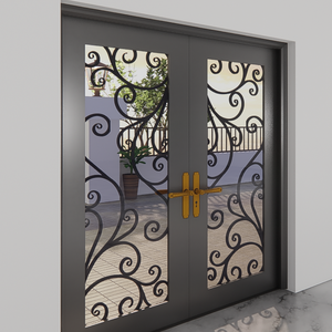 Porte en métal avec accents de fenêtre décoratifs et styles de portes en fer élégantes pour l'intérieur moderne et le jardin - Product Image 4