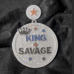 Pendentif en diamant Moissanite taille ronde glacé pendentif de style Hip Hop cadeau d'anniversaire pour homme en argent sterling 925 - Product Image 5