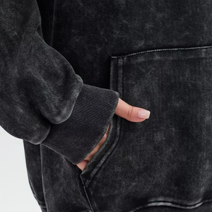 Sweat à capuche polaire surdimensionné hiver 360 Gsm pull en coton doux avec impression unique de lavage à l'acide imprimé personnalisé col long à capuche - Product Image 5