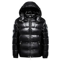 Marka Beyaz Ördek Montları Erkek Sonbahar Modası Düz Renk Fermuarlı Kapüşonlu Sweatshirt Kısa Günlük Parlak Sıcak Bol Özel Renk Hafızalı
