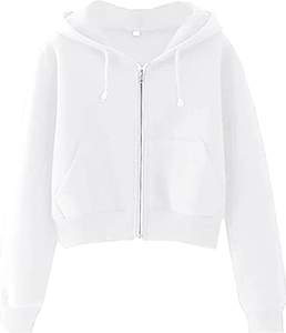 Sudadera Corta con Cierre Frontal para Mujer, Chaqueta de Felpa Suave de Mezcla de Algodón, Estilo Casual Minimalista para la Calle - Product Image 4